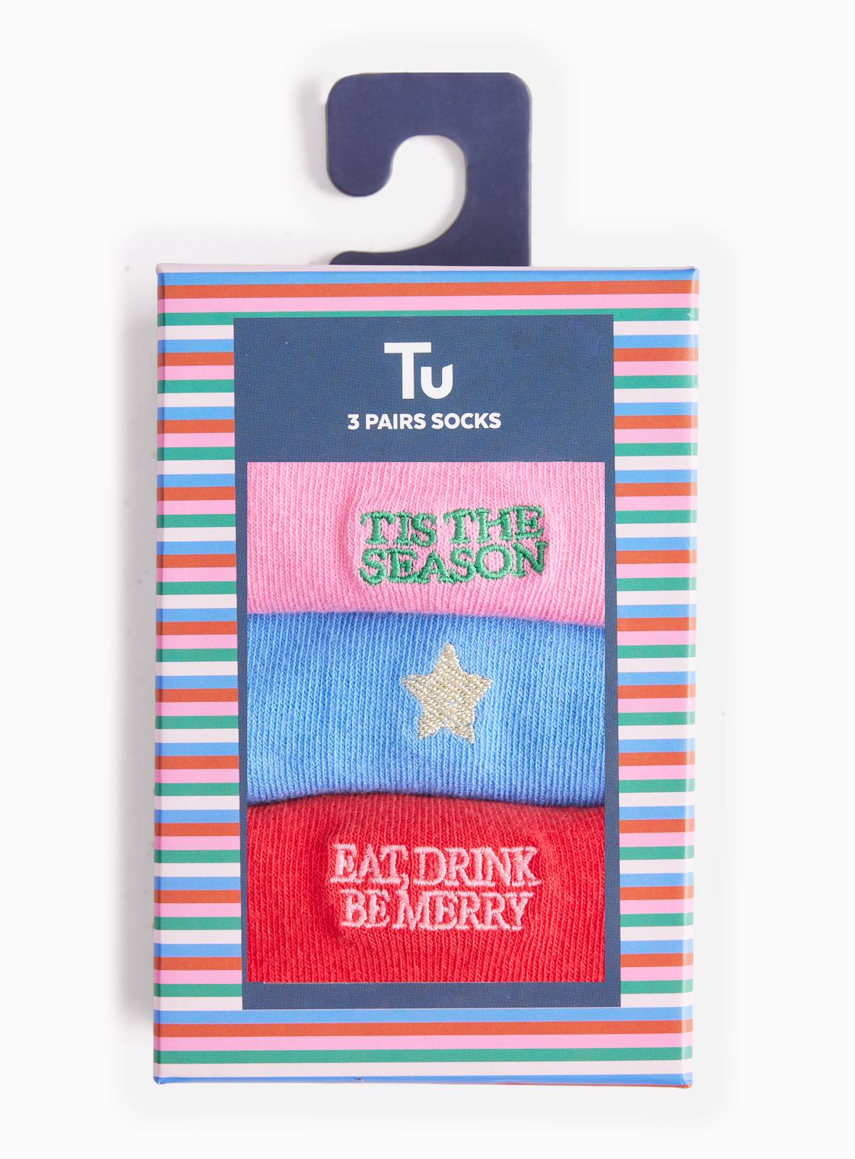 Christmas Slogan Ankle Socks in a Box 3-Pack 6-8 - Image 2